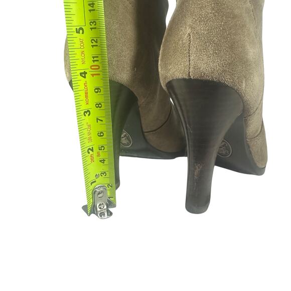 Sofft Suede Slouch Heeled Boots Size 7.5 Taupe Leather Tall High Heel Preloved - Picture 9 of 10